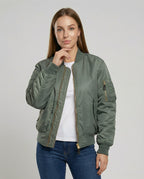 Women's Chic Bomber Jacket – Ribbed Trim