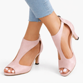 Women's Heeled Sandals - Cushioned Support Cut-Out Design