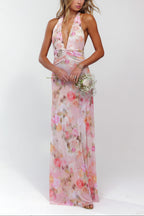 Women's Deep V-Neck Maxi Dress for Wedding Guests