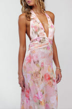 Women's Deep V-Neck Maxi Dress for Wedding Guests