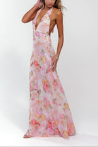 Women's Deep V-Neck Maxi Dress for Wedding Guests