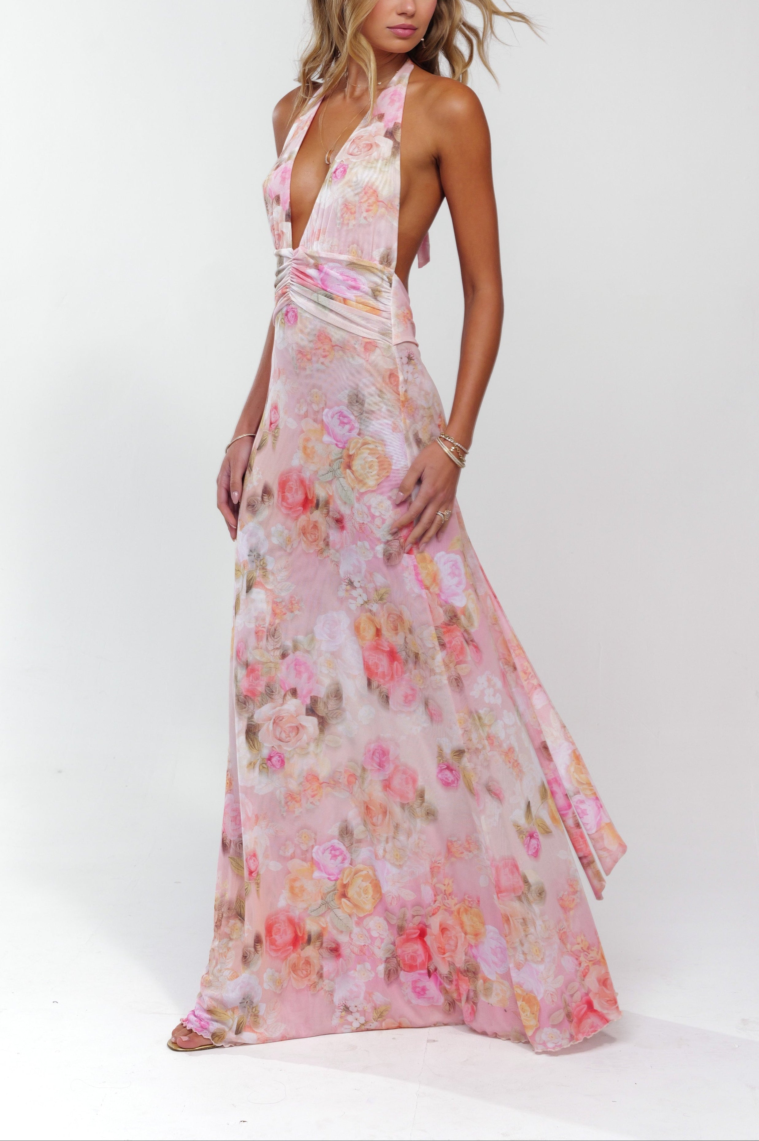 Women's Deep V-Neck Maxi Dress for Wedding Guests