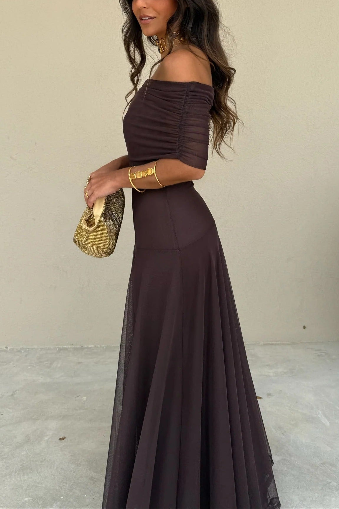 Brittany Women's One-Shoulder Mesh Maxi Dress for Summer
