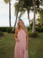 Eliza Pleated Ruffle Midi Dress - Sleeveless Flowy Fit