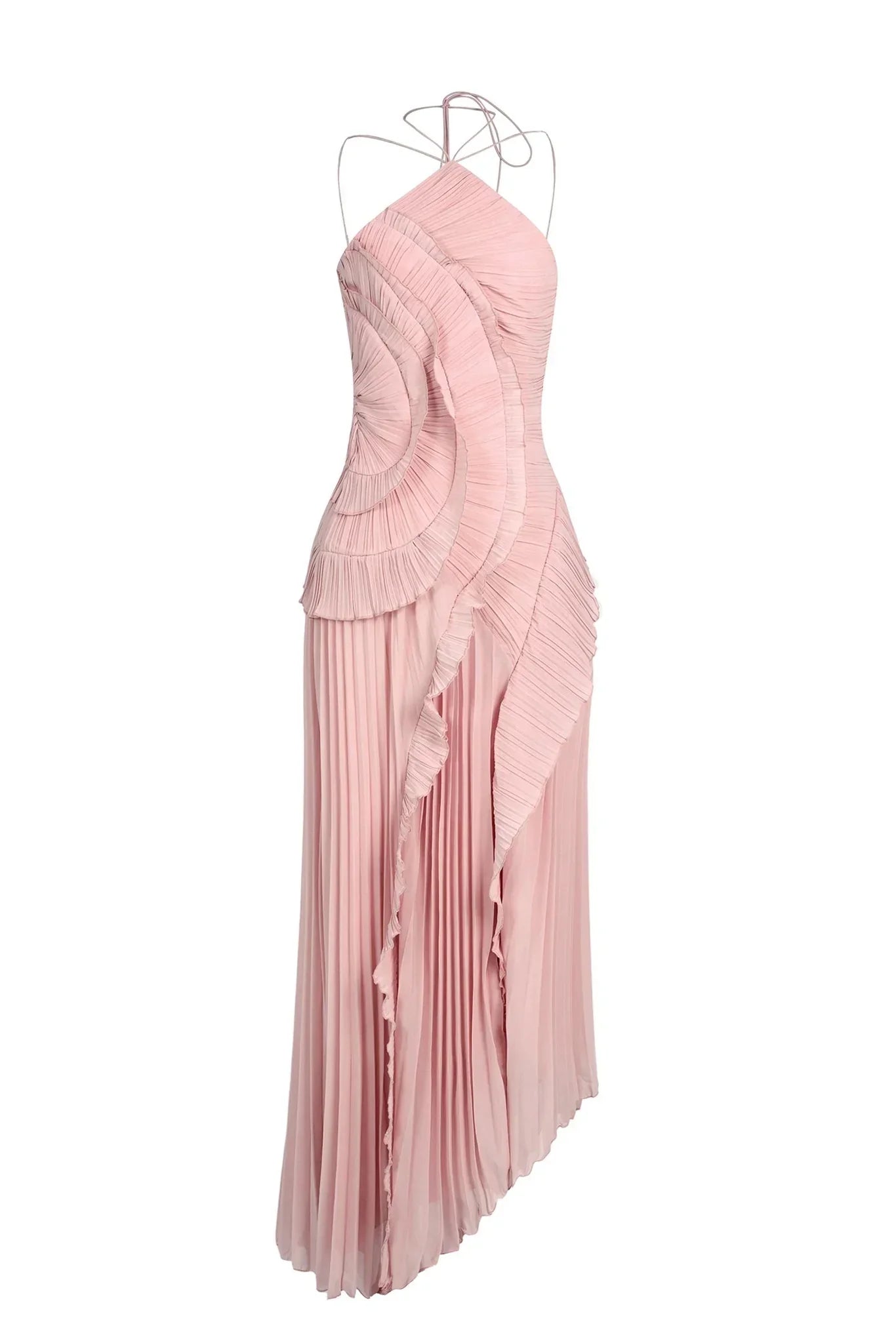 Eliza Pleated Ruffle Midi Dress - Sleeveless Flowy Fit
