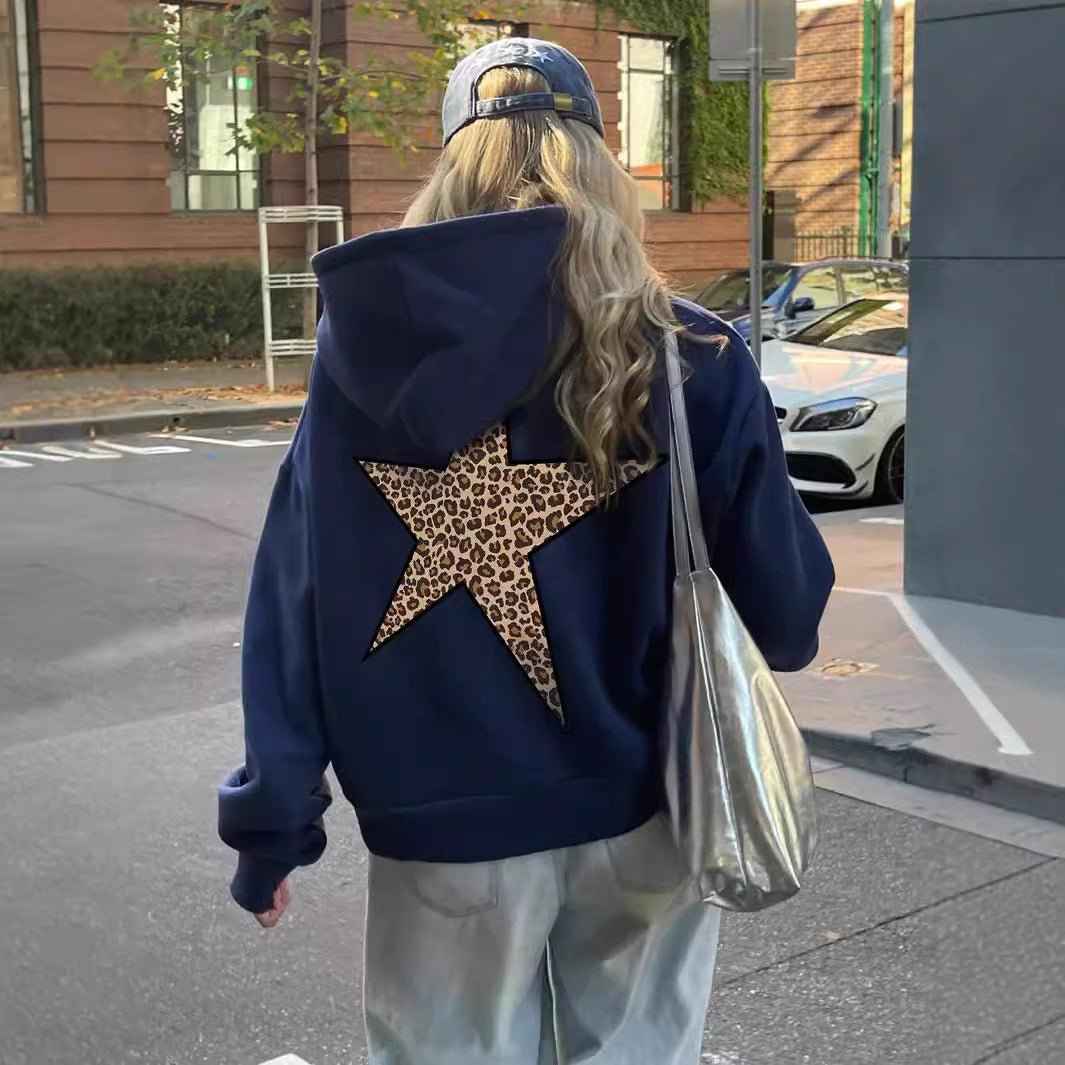 Women's Cozy Star Print Hoodie – Back Motif
