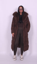 Alissa - Fur Hooded Longline Winter Puffer Jacket