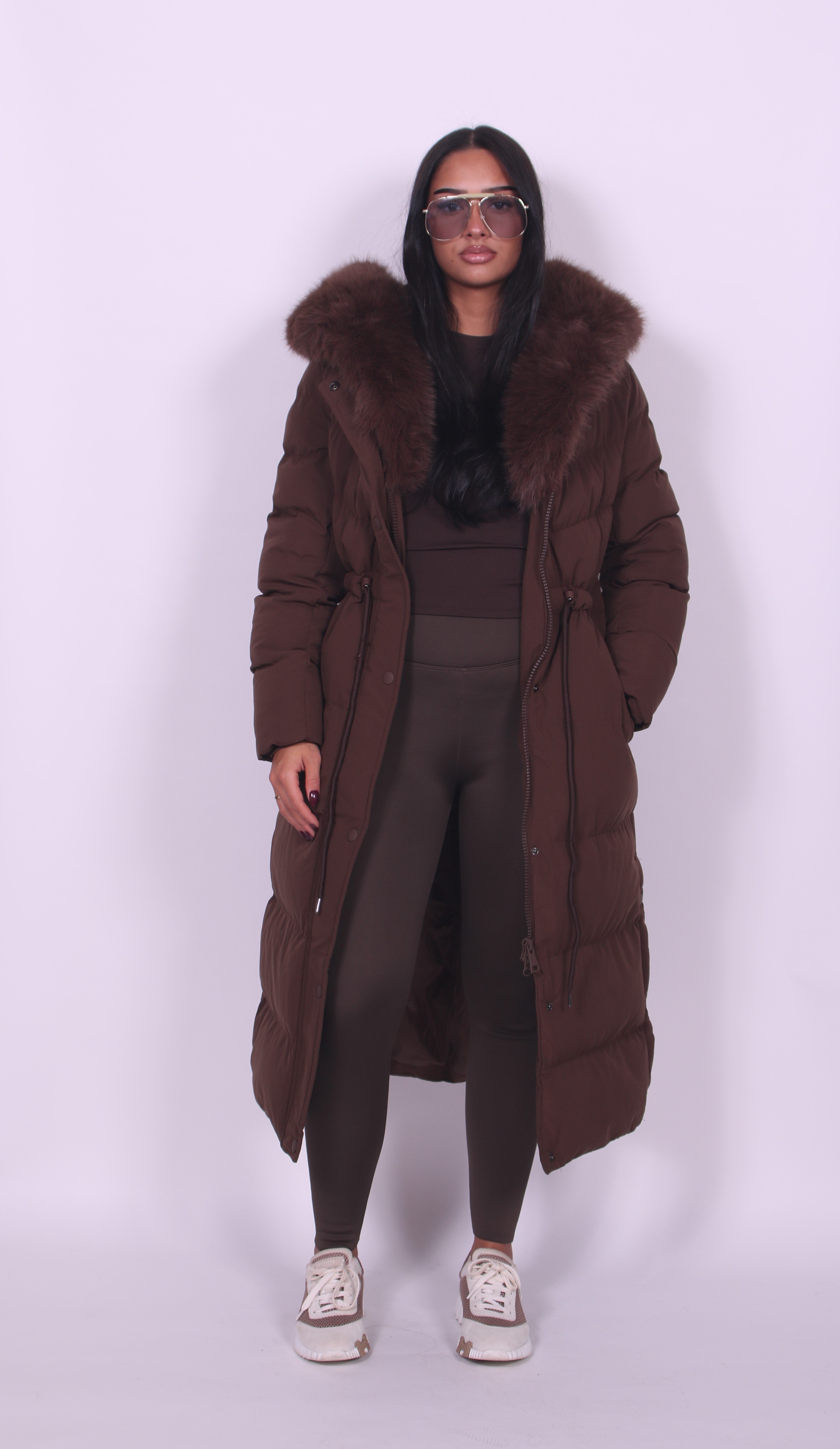 Alissa - Fur Hooded Longline Winter Puffer Jacket