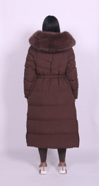 Alissa - Fur Hooded Longline Winter Puffer Jacket