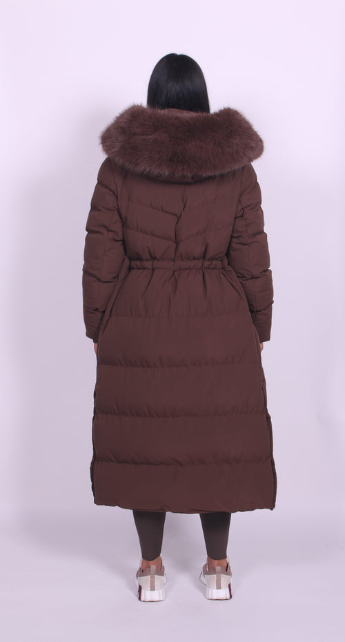 Alissa - Fur Hooded Longline Winter Puffer Jacket