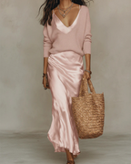 Aria Satin Midi Set – Coordinating Knit
