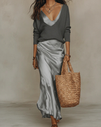 Aria Satin Midi Set – Coordinating Knit