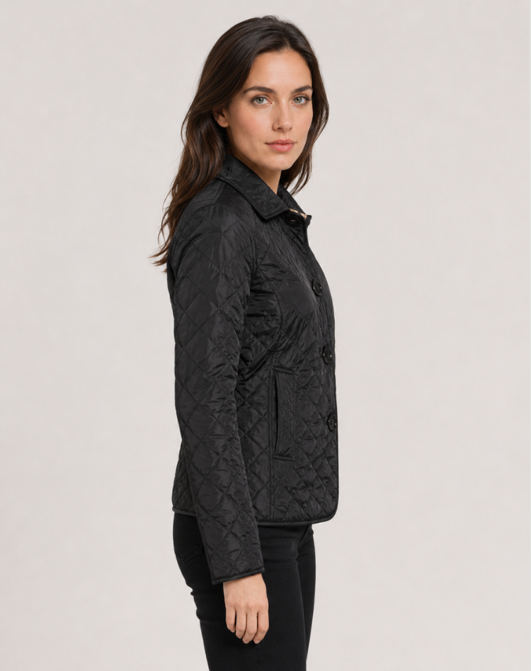Women's Elegant Quilted Jacket – Button Front