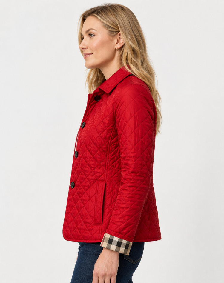 Women's Elegant Quilted Jacket – Button Front