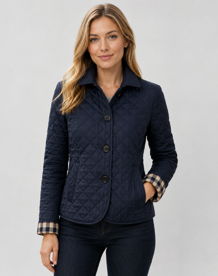 Women's Elegant Quilted Jacket – Button Front