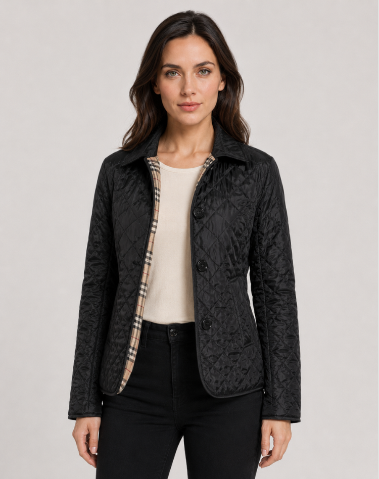 Women's Elegant Quilted Jacket – Button Front