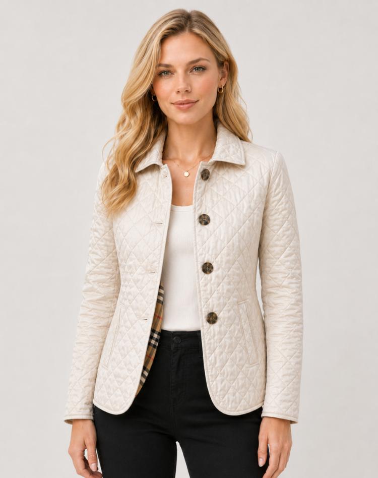 Women's Elegant Quilted Jacket – Button Front