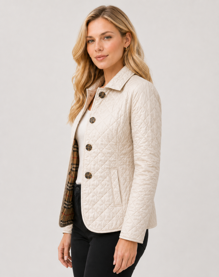 Women's Elegant Quilted Jacket – Button Front