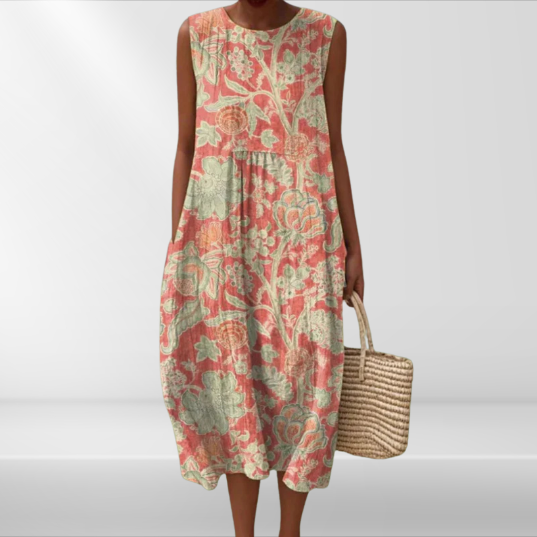 Amaya | Vestido Midi Estampado Sin Mangas