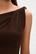 Mesh Draped Maxi Dress - Body-Hugging Silhouette