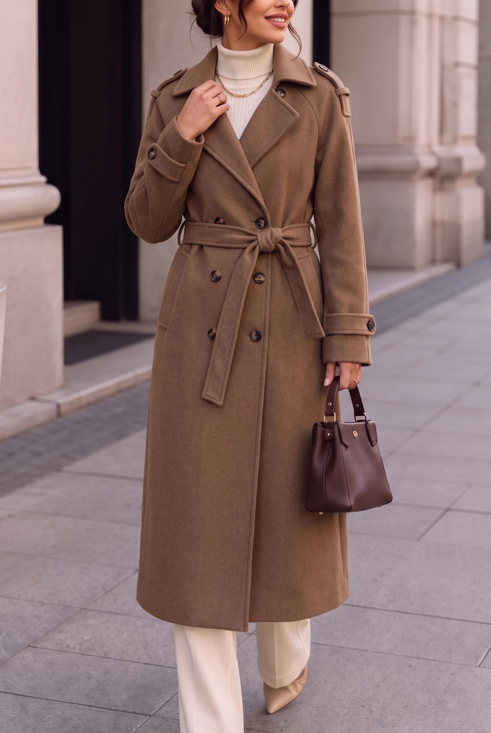 Women's Double Breasted Long Coat