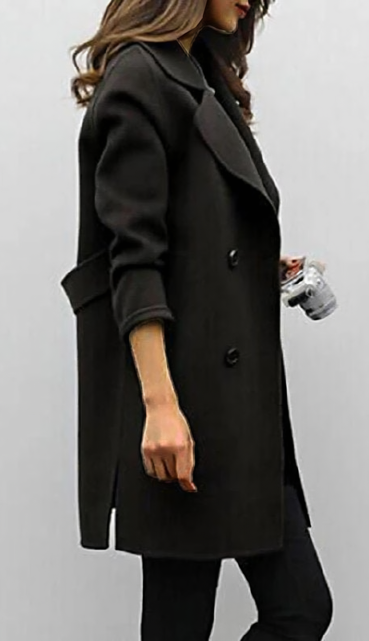 Women's Elegant Long Coat – Wide Lapel