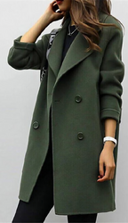 Women's Elegant Long Coat – Wide Lapel