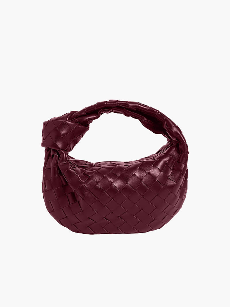 Mini Faux Leather Knot Bag - Braided Evening Clutch