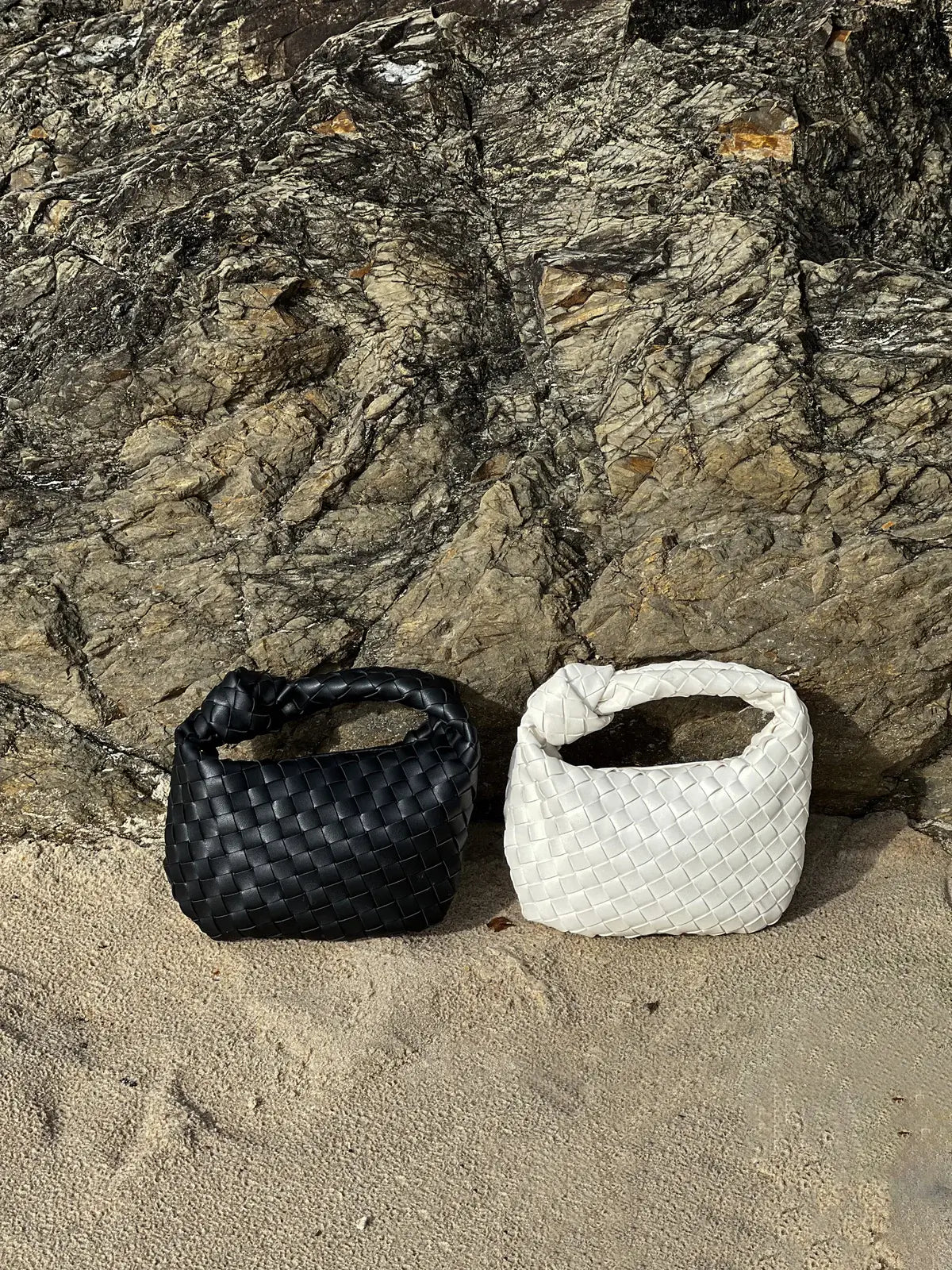 Mini Faux Leather Knot Bag - Braided Evening Clutch