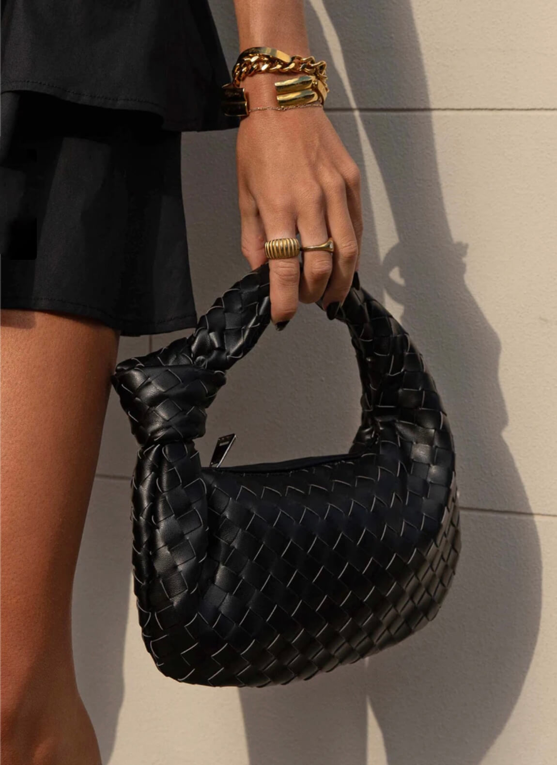 Mini Faux Leather Knot Bag - Braided Evening Clutch