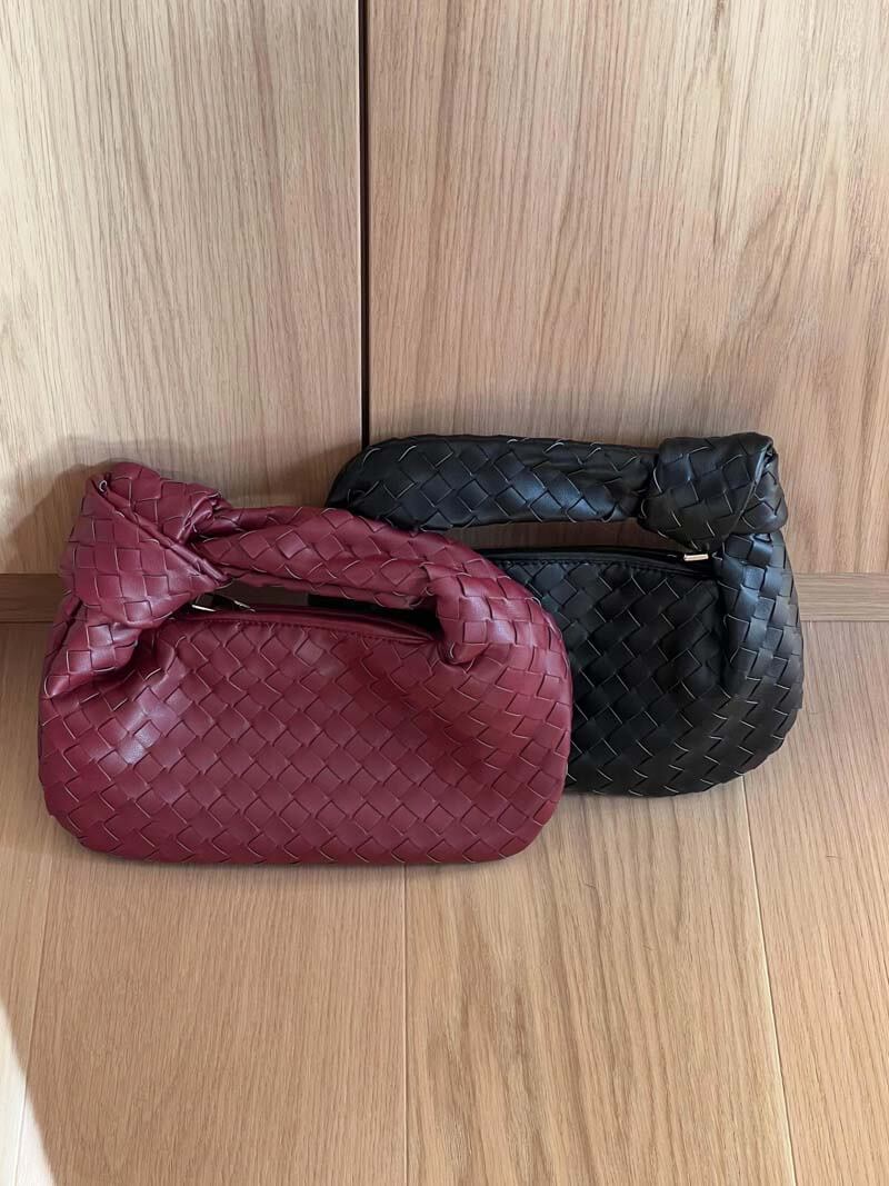 Mini Faux Leather Knot Bag - Braided Evening Clutch