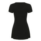 Women's Knitted Mini Dress - Button Front A-Line Flowy Silhouette