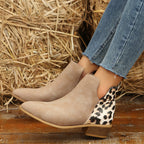 Women's Chelsea Boots with Leopard Heel Detail