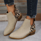 Women's Chelsea Boots with Leopard Heel Detail