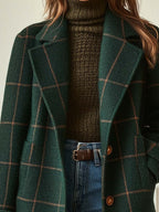 Women's Tweed Overcoat – Plaid Pattern