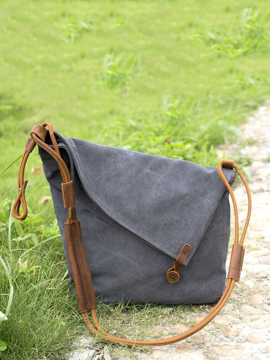 Women's Canvas & Leather Crossbody Bag