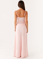 Lysandra Lace Corset Maxi Dress - Sweetheart Satin Skirt