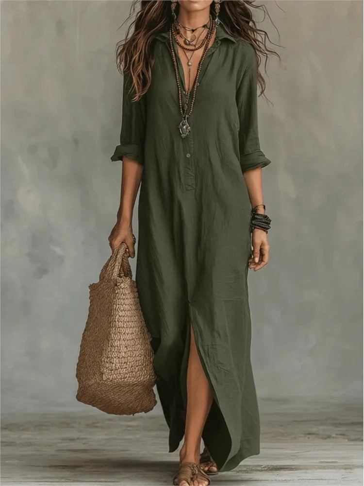 linen shift dress with 3 4 sleeves Women's Long Shirt | Cotton Fabric | 3/4 Sleeve gift set 44.5 Shoulder Champagne Quinceanera Dresses Ball Choose Design:Drawer Chest