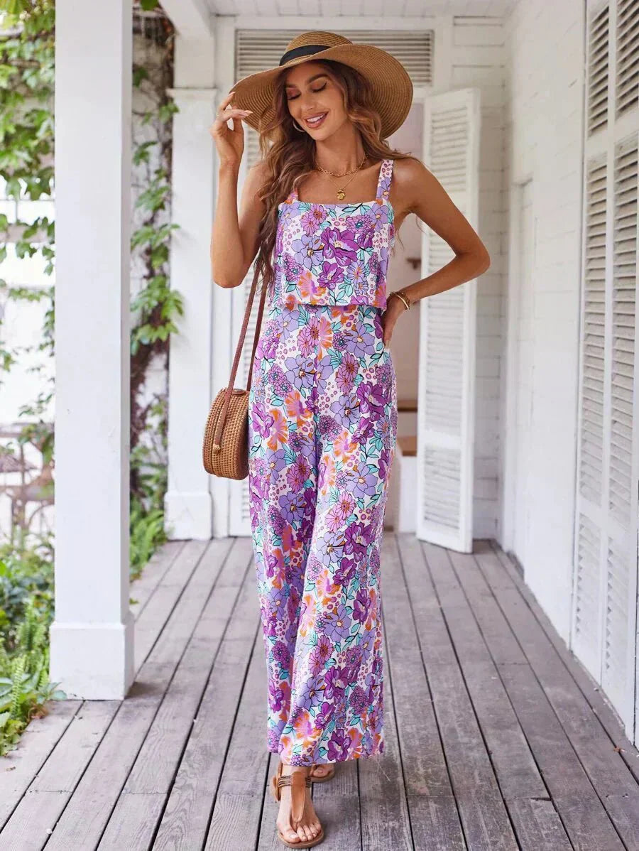 Valeria | Mono Floral De Pierna Ancha