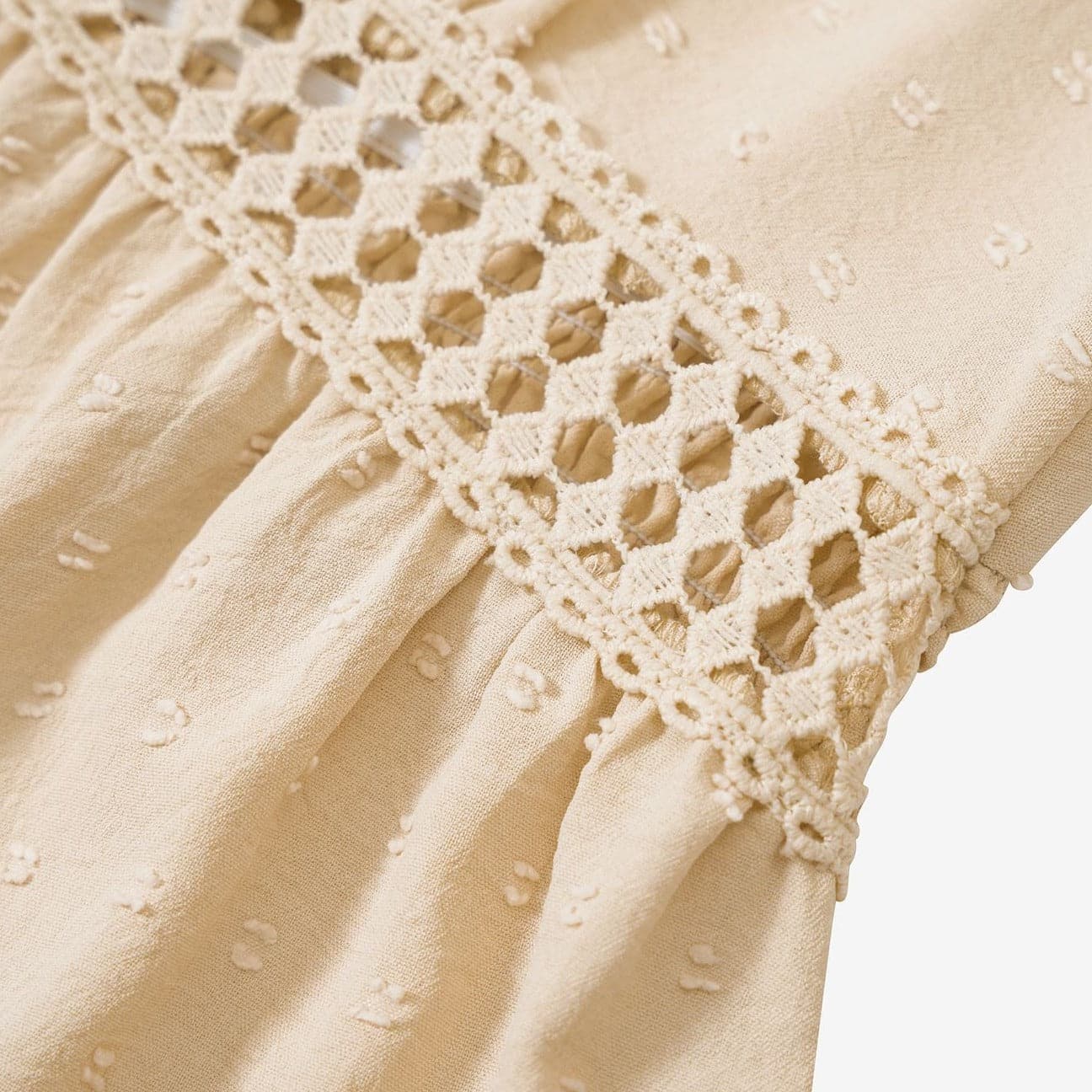 Women's Crochet Lace Flutter Sleeve Mini Dress