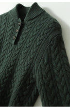 Arden Women’s Cable-Knit Cashmere Sweater – Button-Up