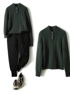 Arden Women’s Cable-Knit Cashmere Sweater – Button-Up