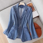 Women's Fitted Denim Blazer Jacket – Single Button
