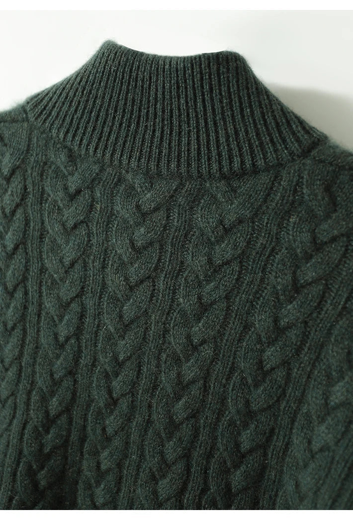 Arden Women’s Cable-Knit Cashmere Sweater – Button-Up