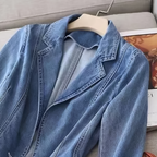Women's Fitted Denim Blazer Jacket – Single Button