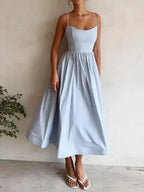Jovie A-Line Sleeveless Midi Dress – Spaghetti Strap