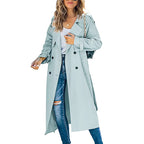 Women's Elegant Long Trench Coat – Classic Lapel