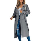 Women's Elegant Long Trench Coat – Classic Lapel