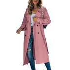 Women's Elegant Long Trench Coat – Classic Lapel