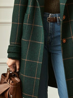 Women's Tweed Overcoat – Plaid Pattern